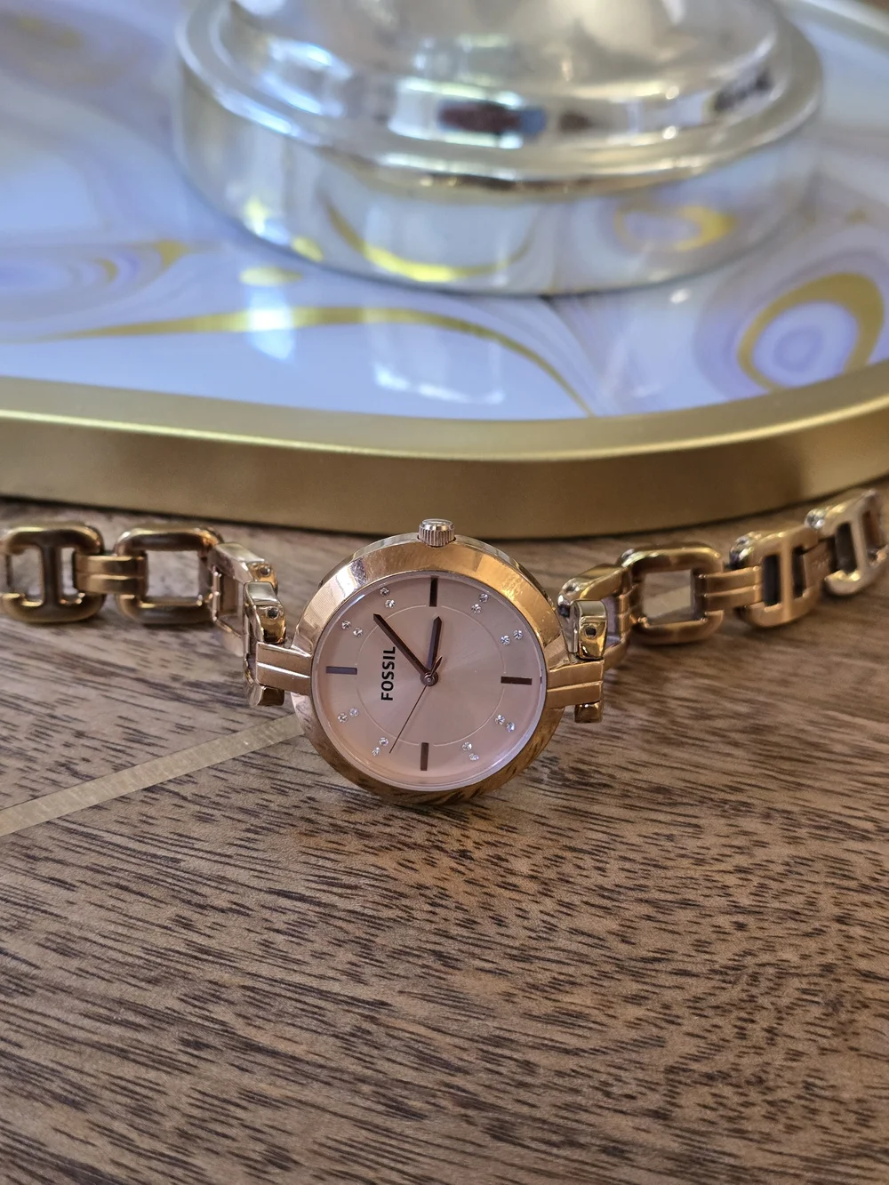 Fossil Women's Rose Gold Crystal Dial Bracelet Watch